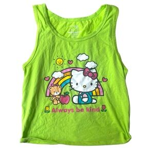 SANRIO HELLO KITTY LIME GREEN CROPPED TANK TOP